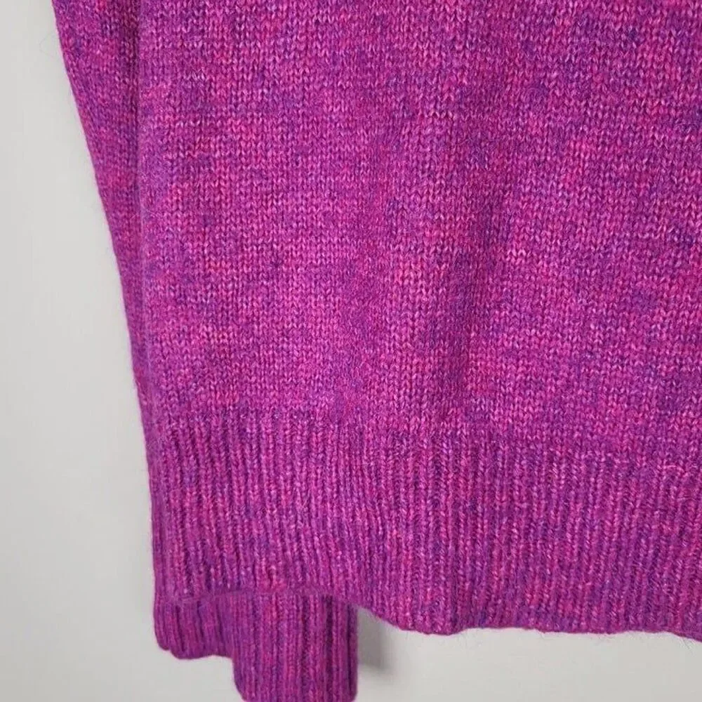 J. Crew Size S Relaxed Saddle Sleeve Crewneck Sweater Merino Alpaca Fuchsia